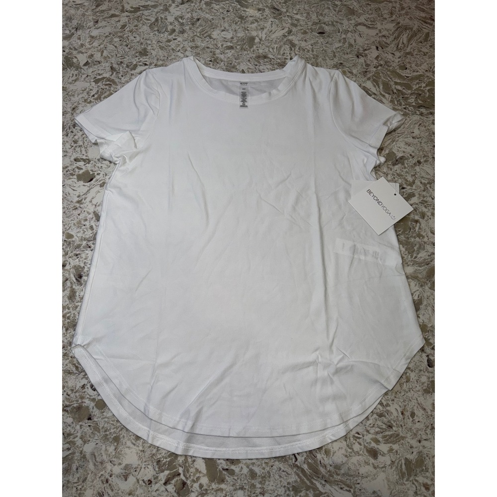 Beyond Yoga Womens Featherweight Balanced Tee White Heather size Small